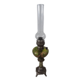 Lampe ancienne à pétrole en verre émaillé signée matador brenner