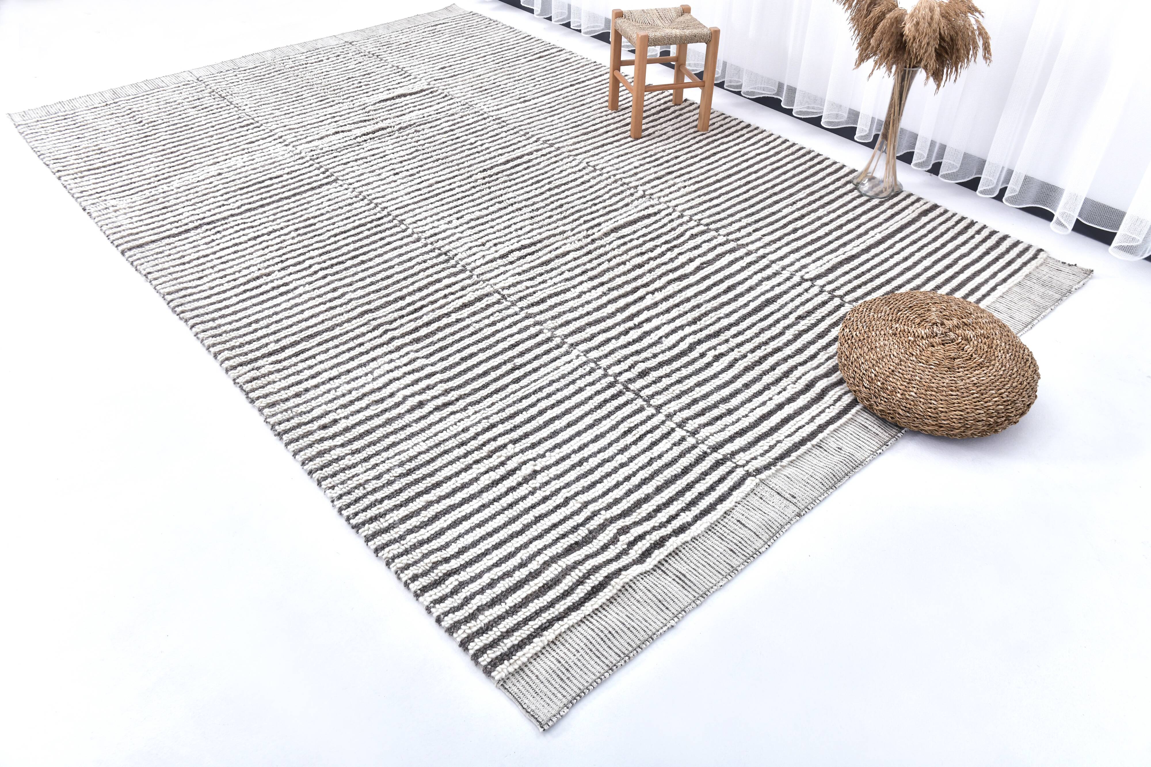 4x10 Brown & White Striped Vintage Runner Rug, 131x303Cm