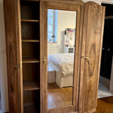 Vintage Art Deco wardrobe in raw wood