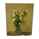 Oil on canvas vase of flowers