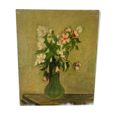 Oil on canvas vase of flowers