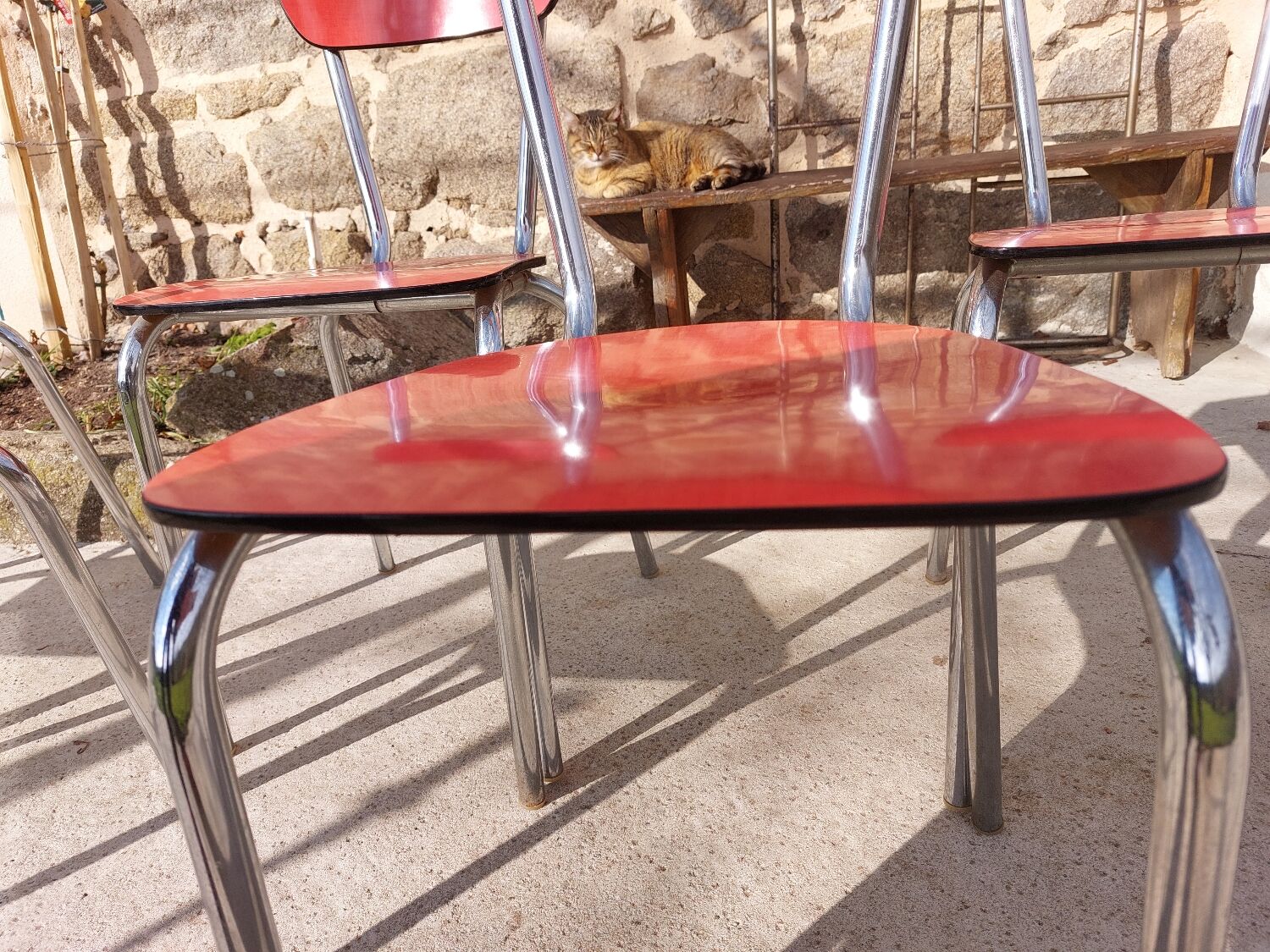 Red formica chairs