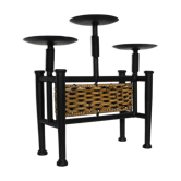 Wrought iron and rattan candle holder