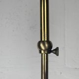 Telescopic brass and pencil reed rattan bamboo hanging pendant lamp, Italy 1970s