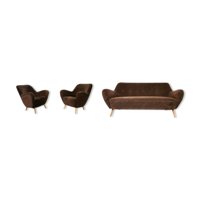 Salon canapé 2 fauteuils organic année 50