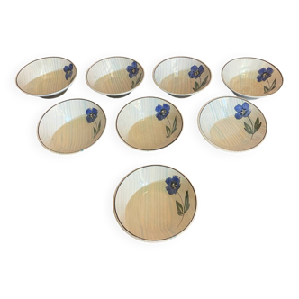 Set of 8 Bowls SARREGUEMINES Eldorado Model Ceramic Flower Decor