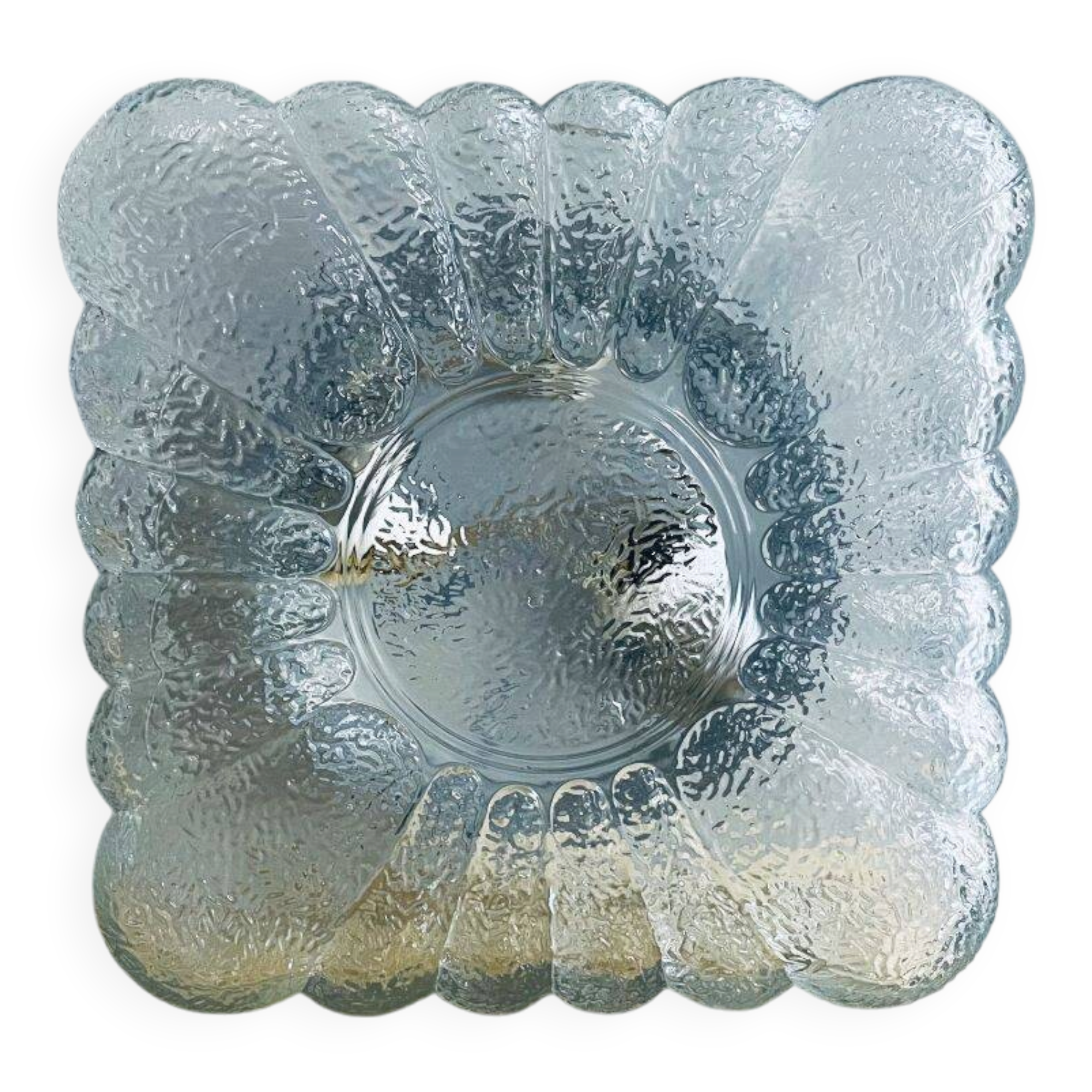 Lampe de plafond en verre texturé carré espagnol