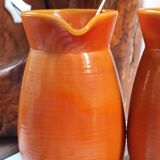 Two vintage arcopal volcano pitchers