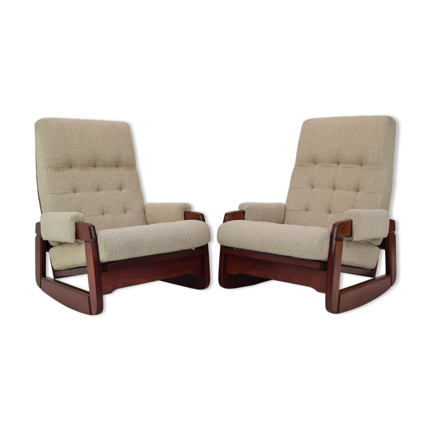 Pair of Mid-century Design Rocking Armchairs,1980's.