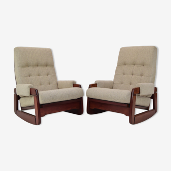 Pair of Mid-century Design Rocking Armchairs,1980's.