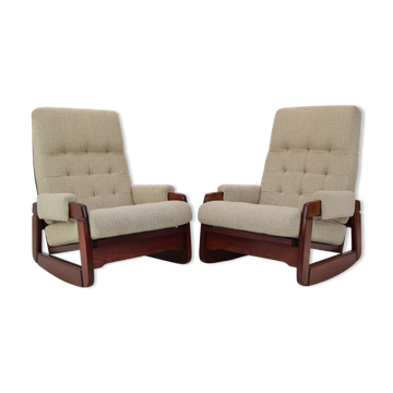 Pair of Mid-century Design Rocking Armchairs,1980's.
