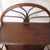 Vintage–Beautiful Bibus-Floor Shelf–Bookcase–Rattan Bamboo and Wood–1 Drawer and 2 Tiers