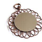 Rattan flower mirror, 1970s - 26 cm