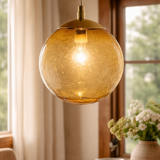 Large blown glass globe with bubbles