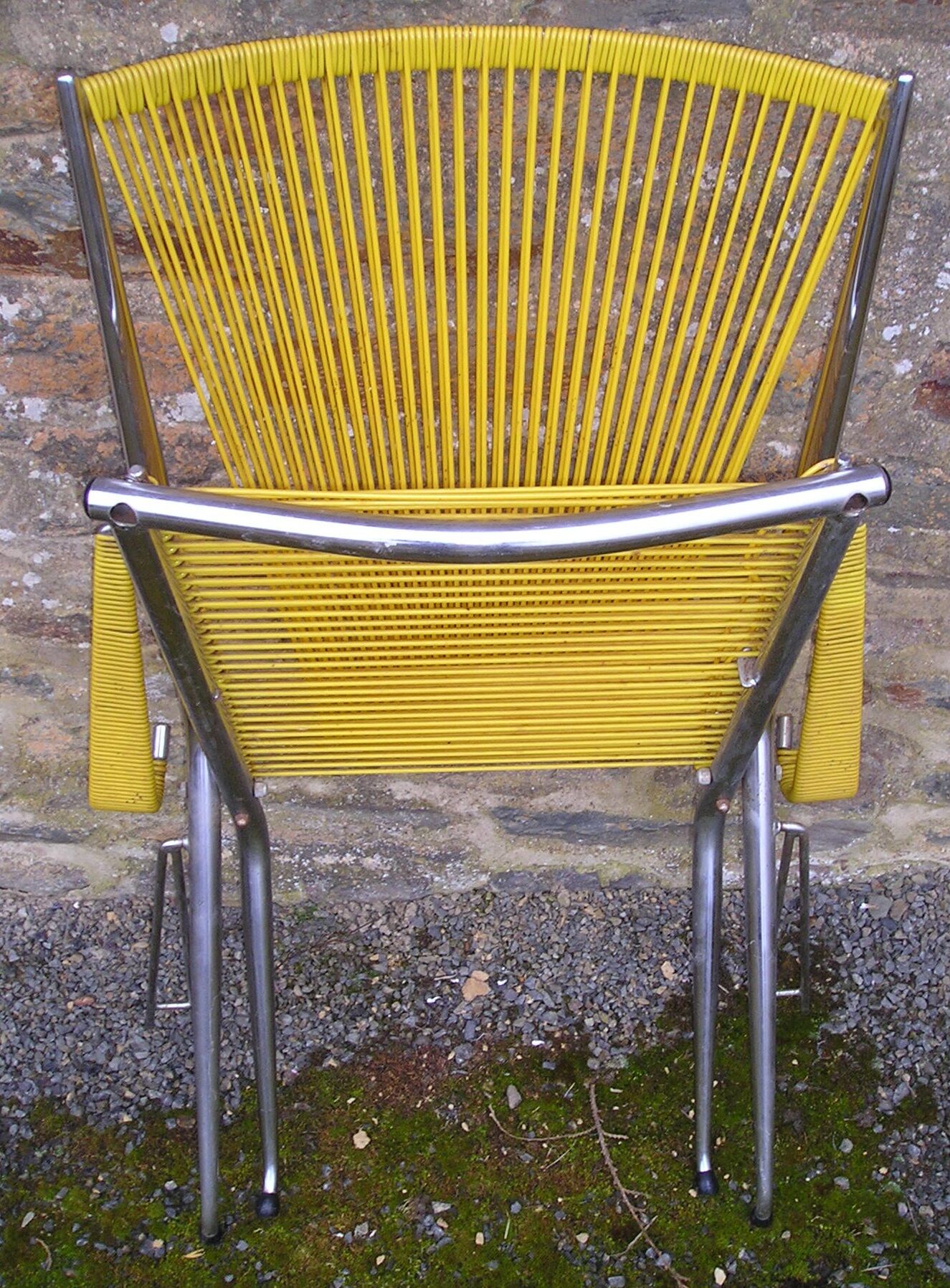 Folding chair chromed metal and scoubidou, 1960