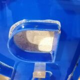 Letter R vintage sign in blue plexiglass