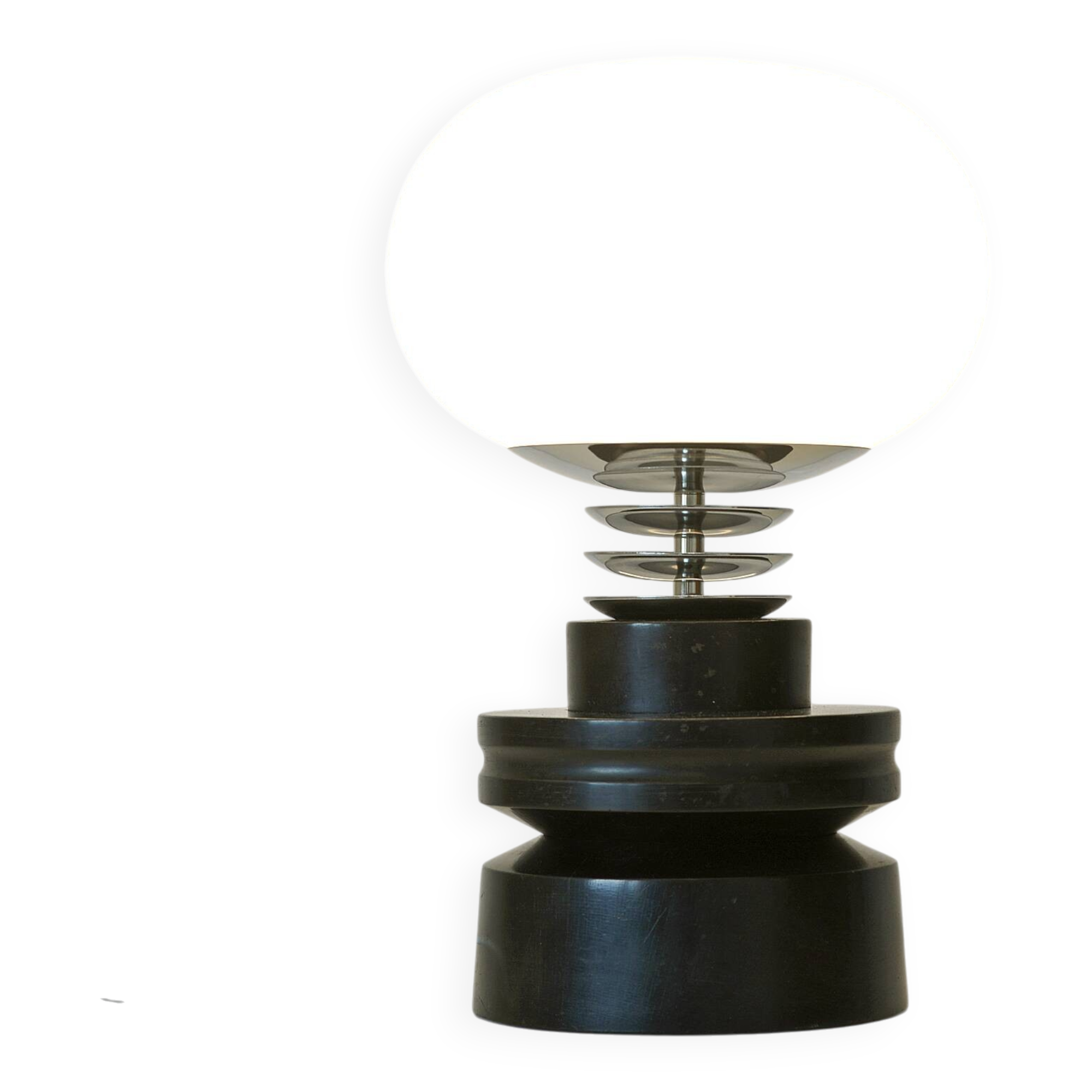 Vintage mid century modern space age Japandi wooden table lamp redesign