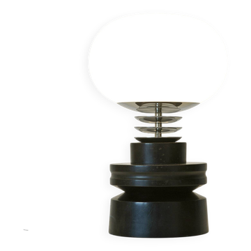 Vintage mid century modern space age Japandi wooden table lamp redesign