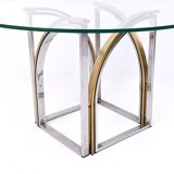 Round Brass and Steel Dining Table by Romeo Rega with Glass Top