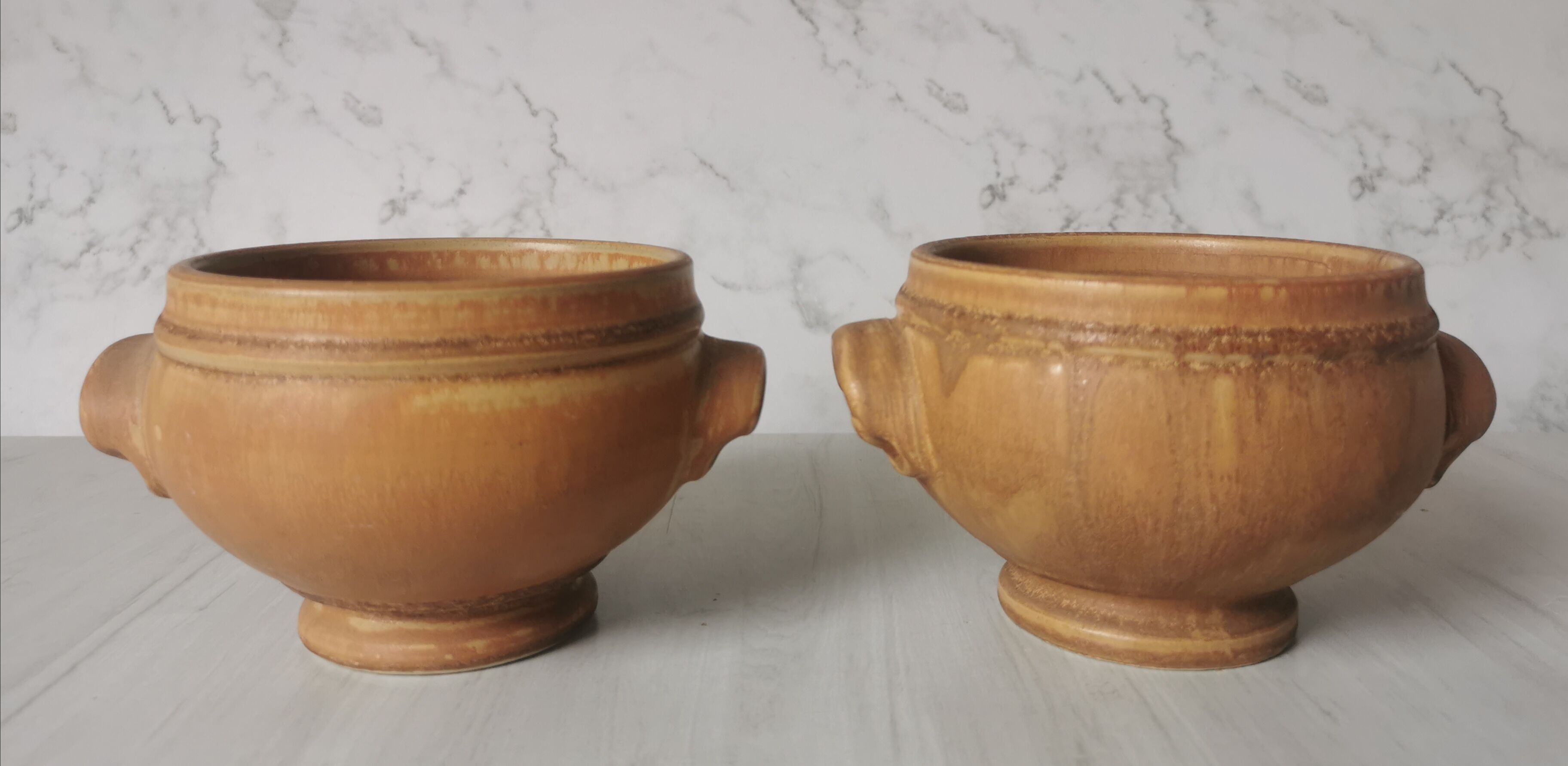 Vintage eared sandstone bowls