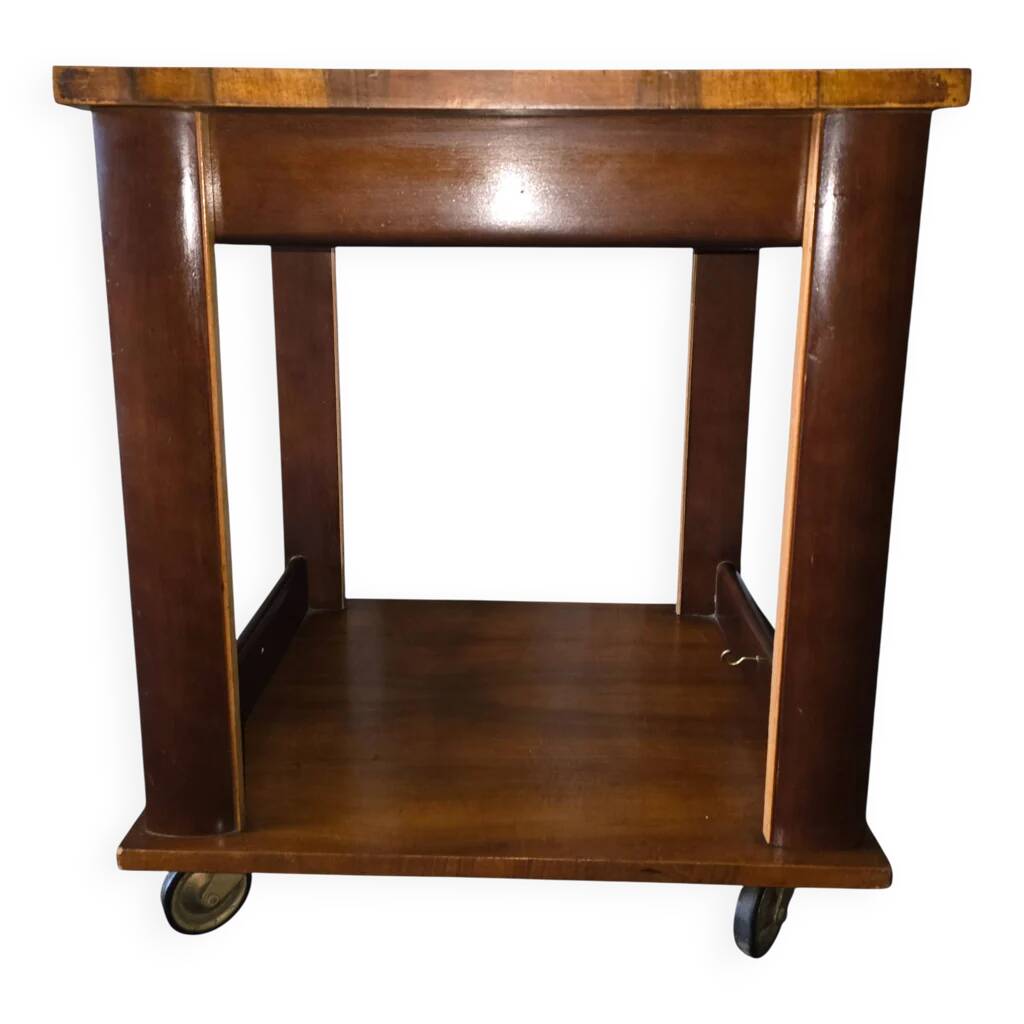 Table d’appoint / desserte Art déco en bois sur roulettes