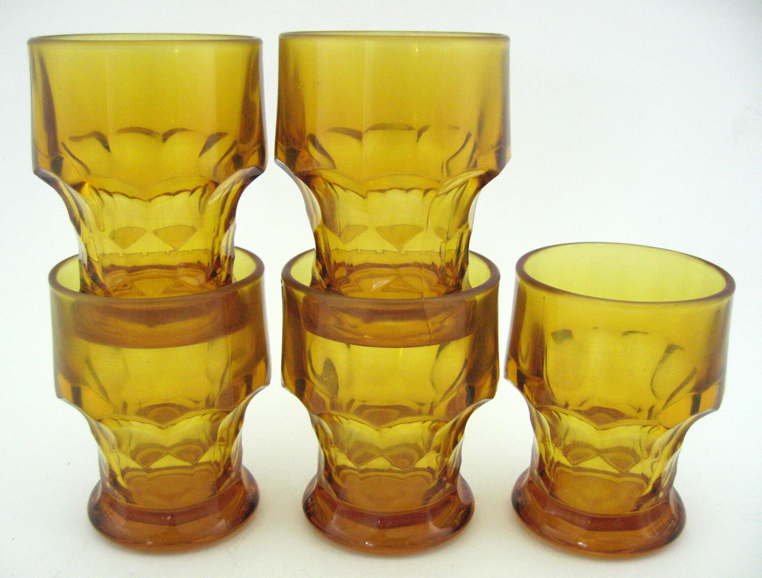 5 water cups in amber glass - Made in Italy - vintage 70s