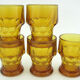 5 water cups in amber glass - Made in Italy - vintage 70s