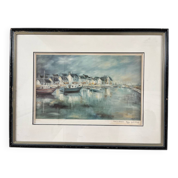 Tableau : Lithographie - Port en Bessin de Claude Guillemot