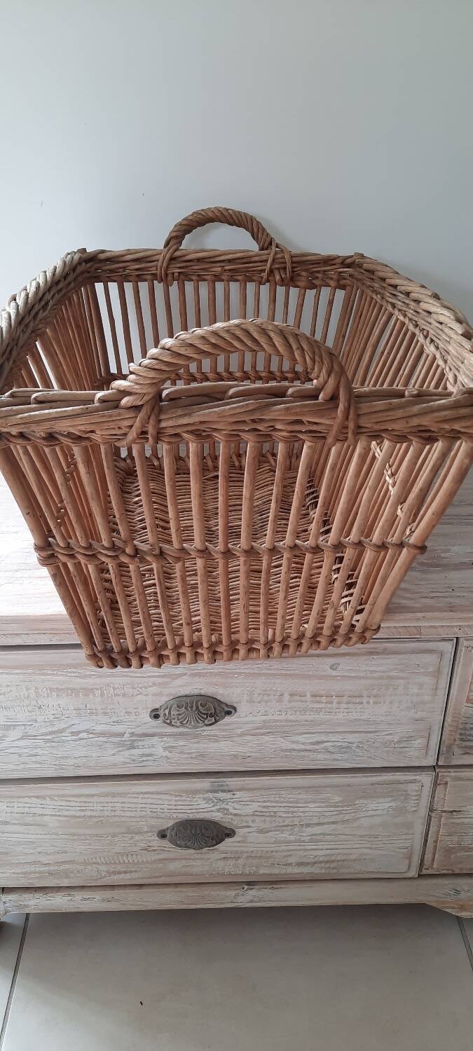 Old rattan laundry basket