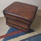 Vintage chestnut brown leather pouffe ottoman
