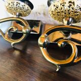 Pair of wall sconces in opaline and brass 60s