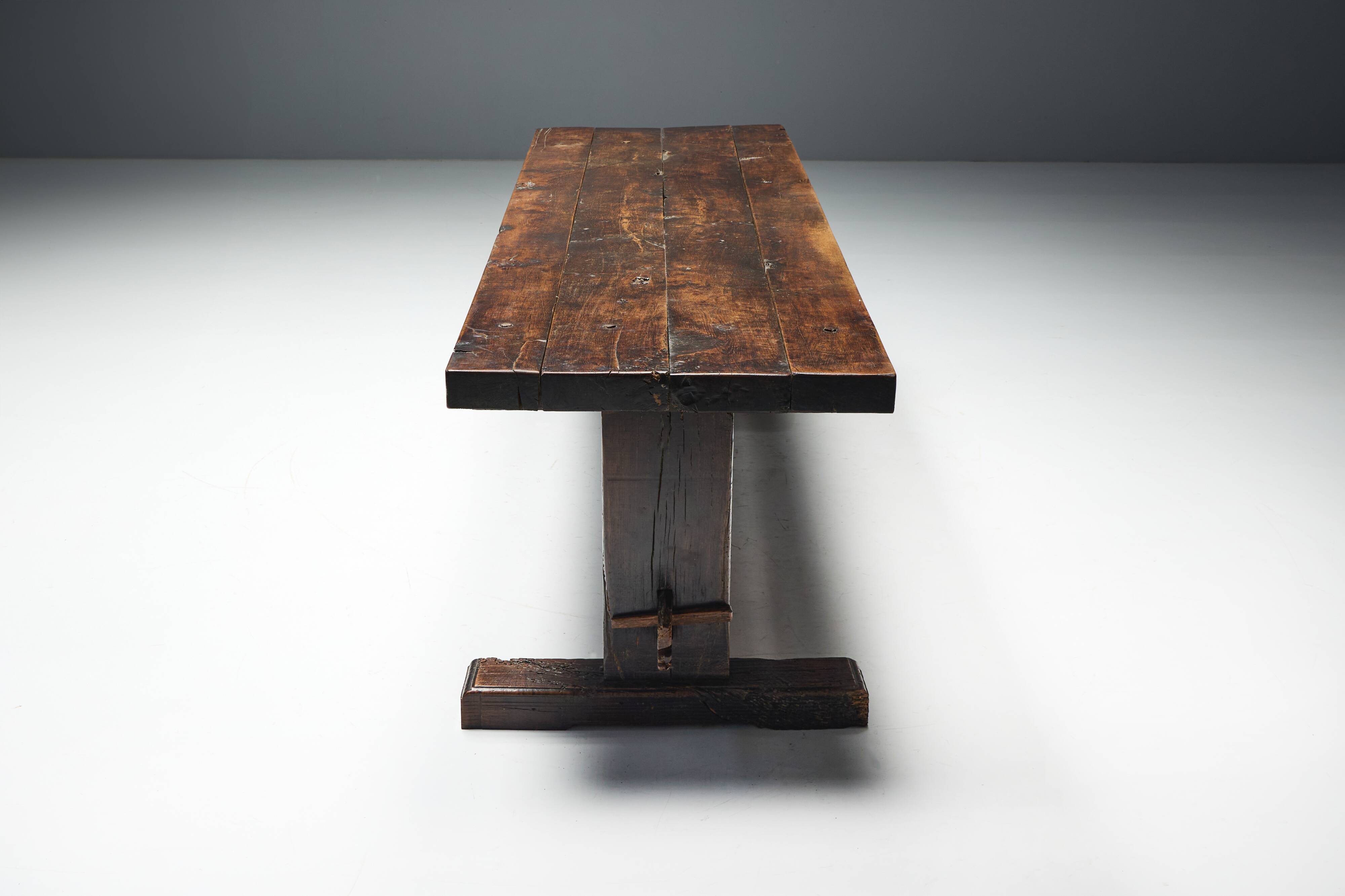 Robust Travail Populaire Farm Table, France, 19th Century