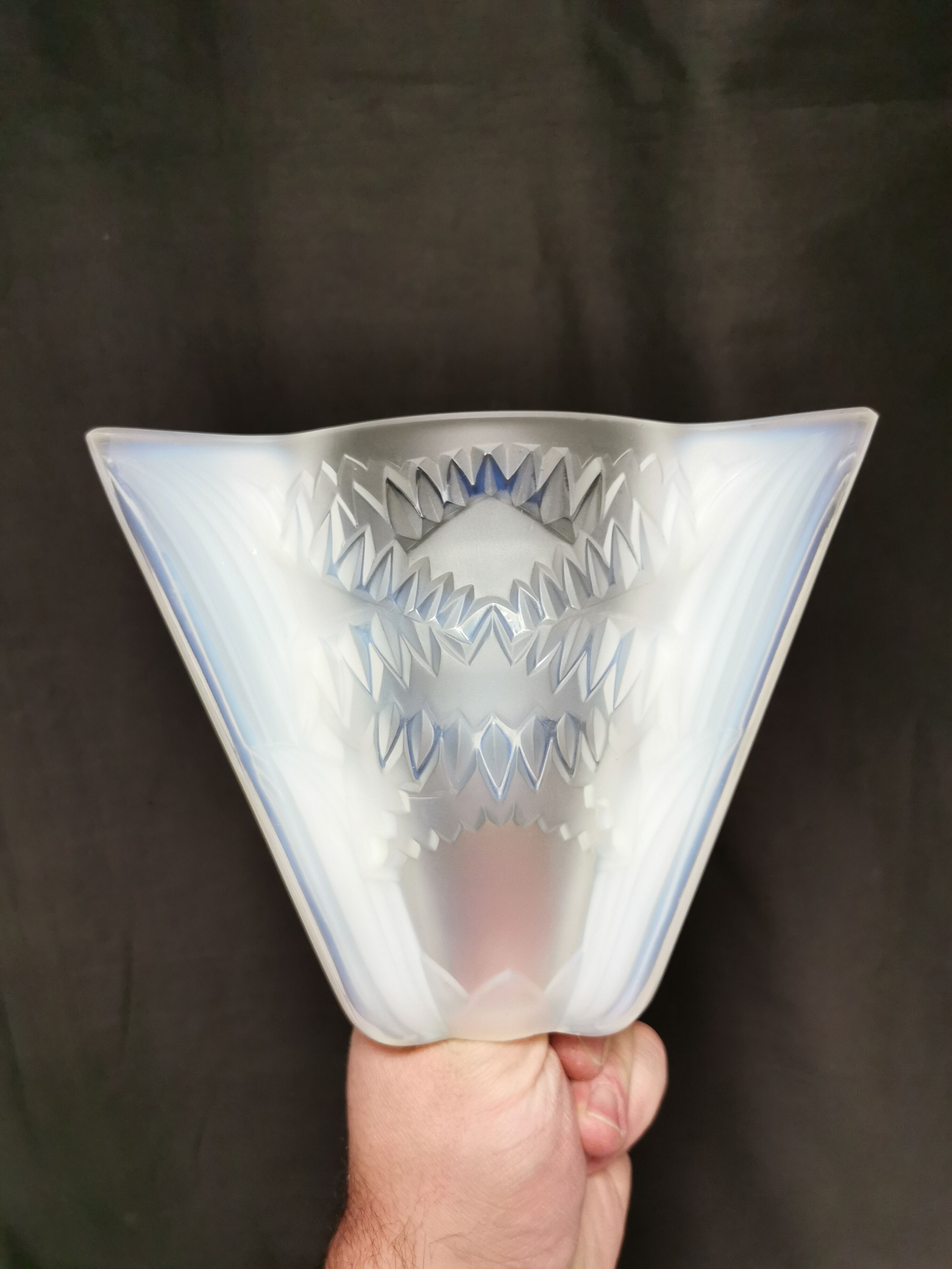 Petitot art deco chandelier, opalescent glass