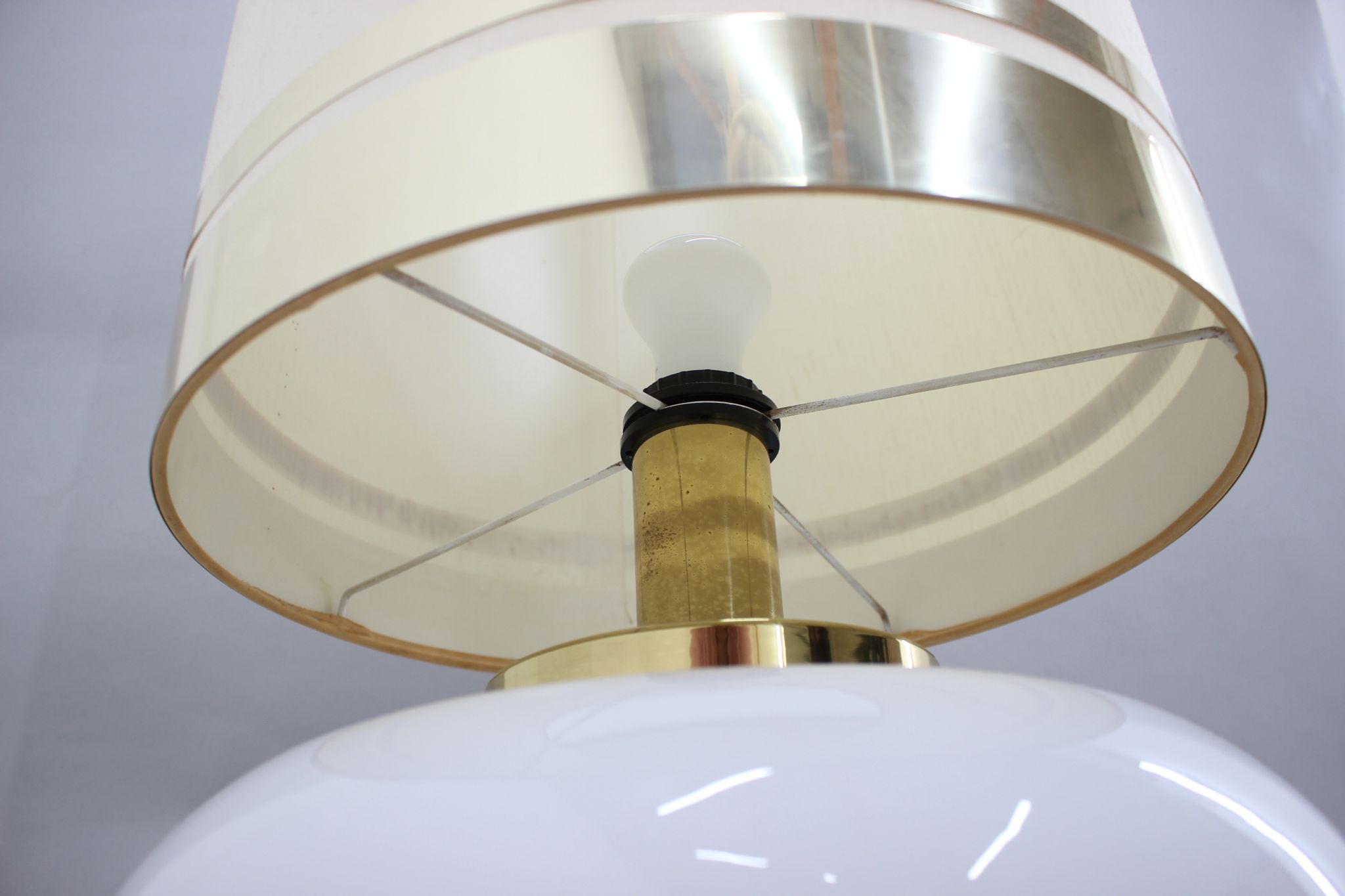 1970s Beautiful Large Glass and Brass Table Lamp ,Italy