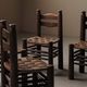 Set of 4 modernist chairs in beech and woven cord, France, circa 1940.