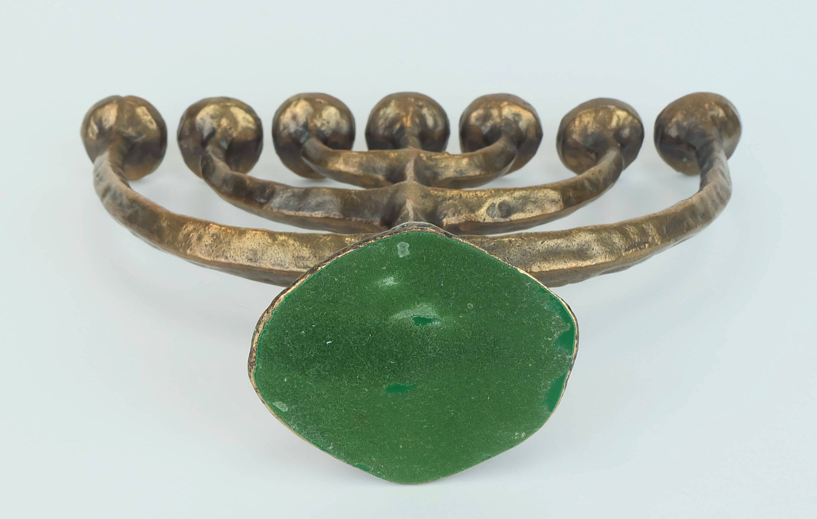 7-armed cand1960s 70s mid century brutalist bronze CANDELABRA