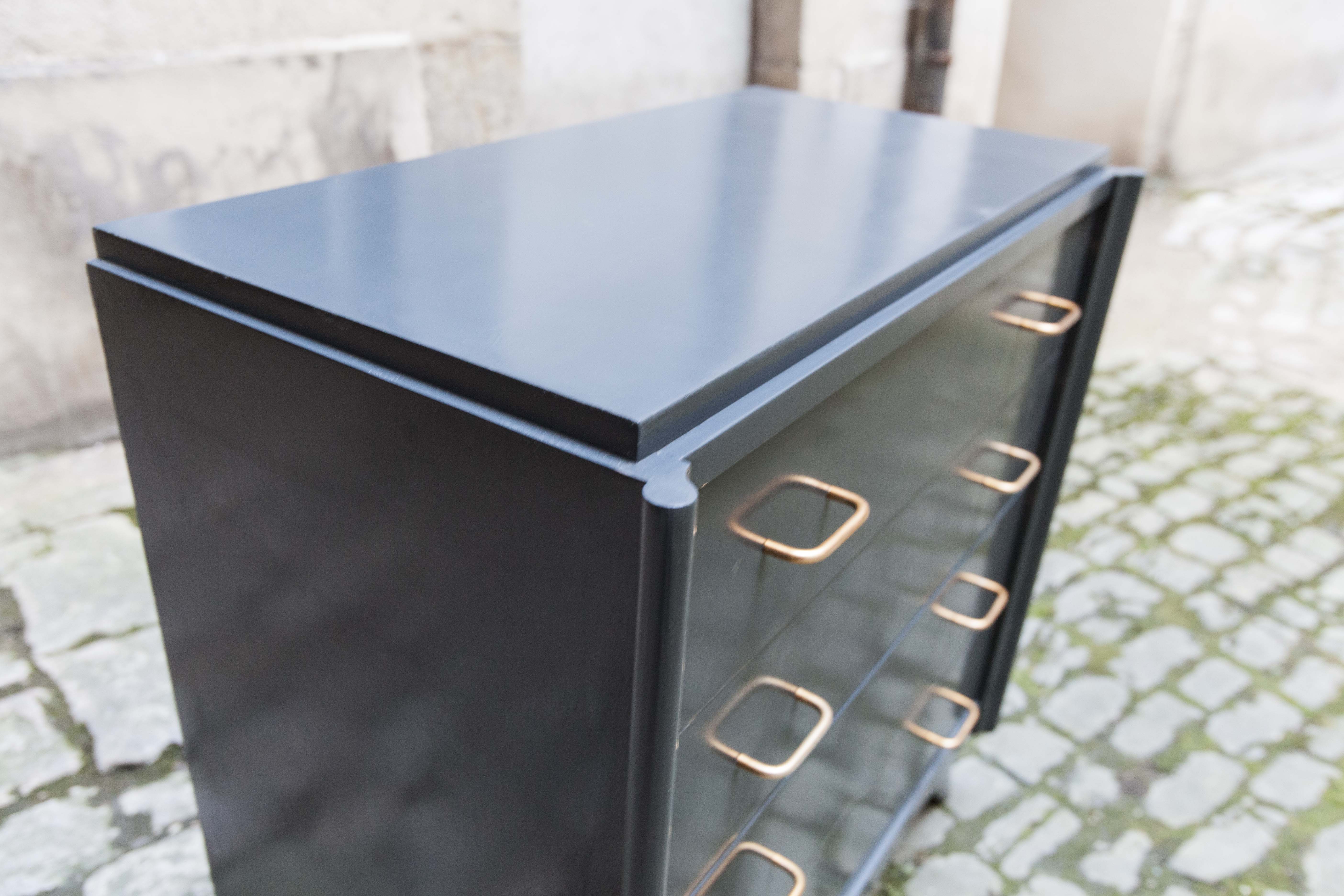 Commode années 30 relooké gris anthracite