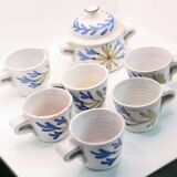 5 cups, 1 milk jug, 1 sugar bowl by Michel Barbier Vallauris