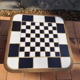 Scandinavian coffee table in wood and ceramic with a checkerboard pattern, 1960s vintage