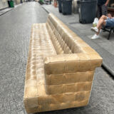 Beige leather bench