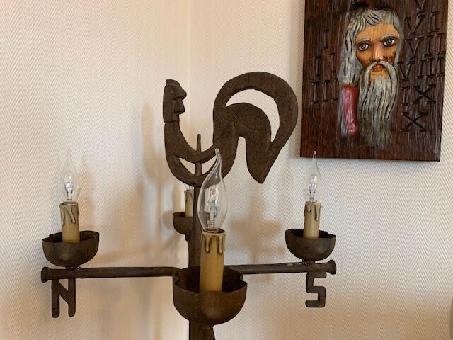 Handcrafted wrought iron weather vane floor lamp Jean Touret Marolles workshop