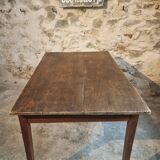 Antique country table with drawer – Oak and pine, France, circa 1900