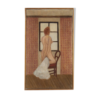 Painting, in front of a window