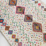 Moroccan Berber carpet azilal ecru with multicolored patterns 235x162cm