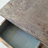 Pair of antique bedside tables with a green patina
