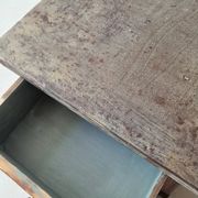 Pair of antique bedside tables with a green patina