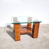 Small vintage wood and glass coffee table