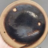 A set of ceramic candlesticks in bluish metallic glaze, Denmark 1980s