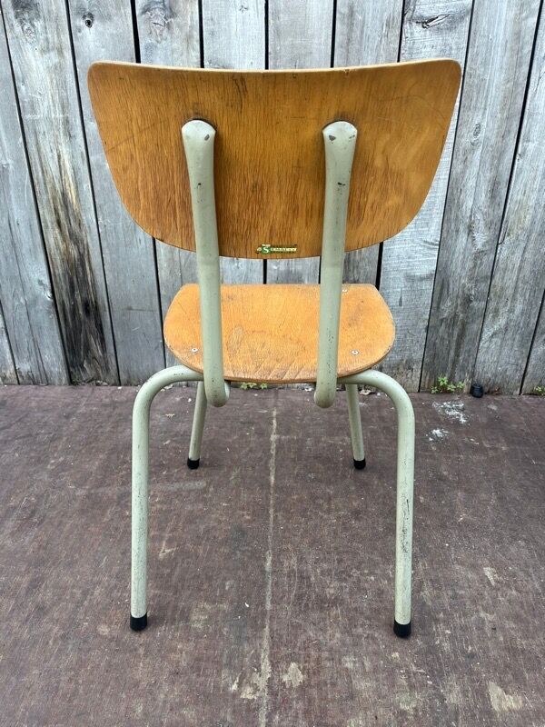 Vintage industrial chair Tubax in wood and metal