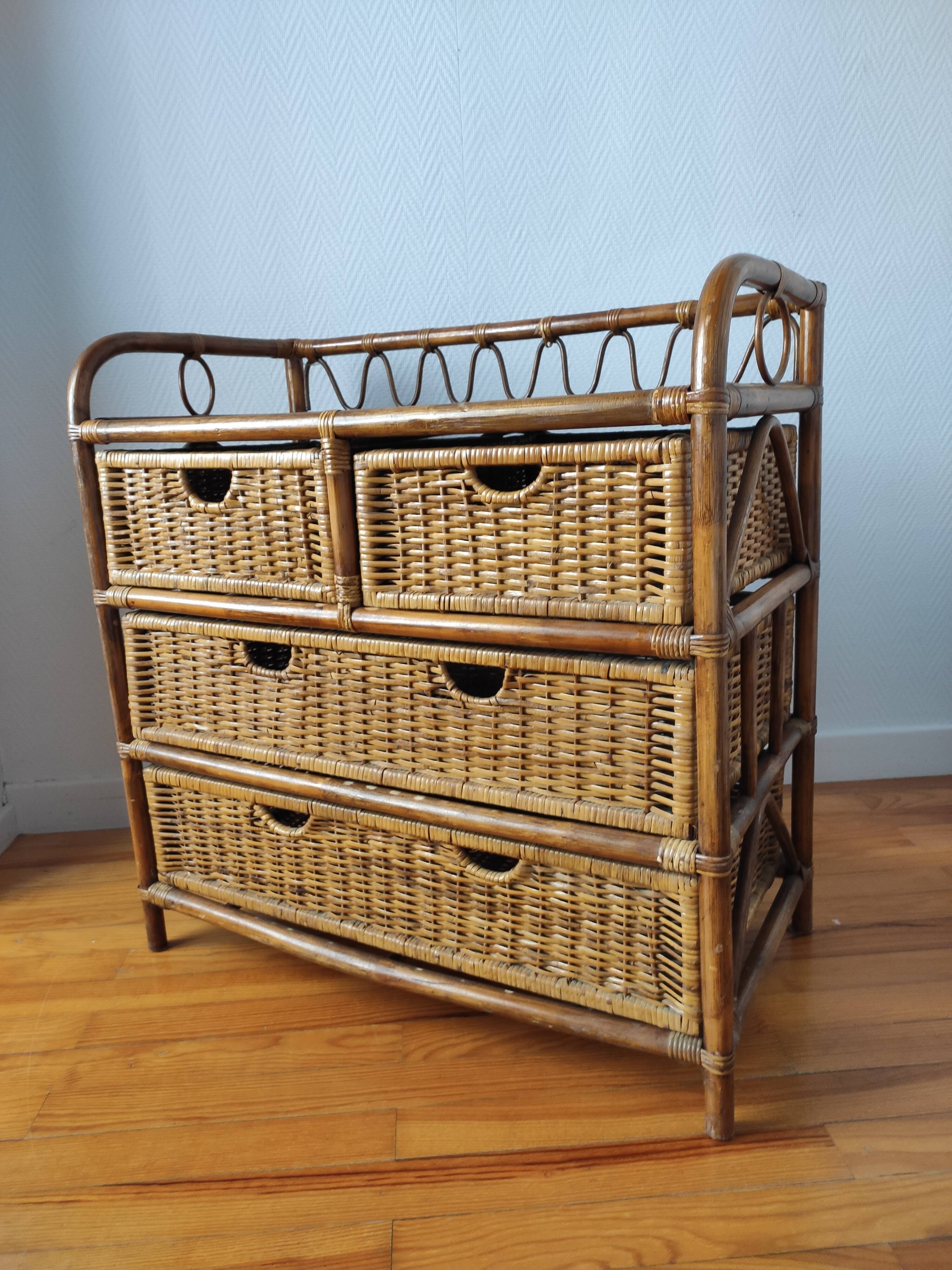 Rattan chest of drawers